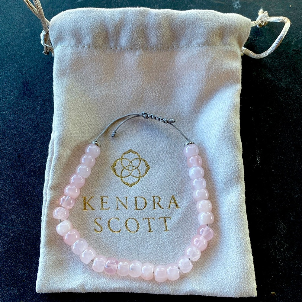 Kendra Scott Cade Oxidized Sterling Silver Beaded Bracelet in Rose Quartz